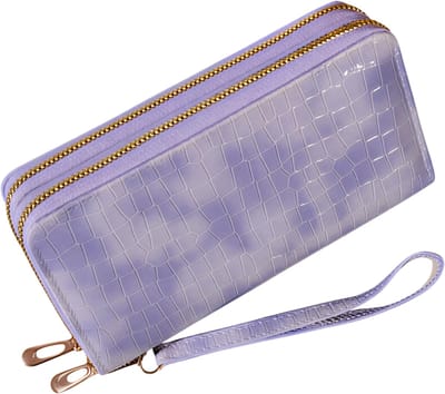 Chique Vintage Dubbellaagse Clutch Portemonnee – Paars – Kunstleren Geldtas voor Pasjes, Contant Geld en Telefoon – Stijlvolle Dames Portemonnee voor Dagelijks Gebruik en Uitgaan