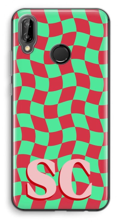 Gepersonaliseerd - Case Company® - Hoesje geschikt voor Huawei P20 Lite hoesje - Grid Monogram - Soft Cover Telefoonhoesje - Bescherming aan alle Kanten en Schermrand