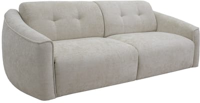 Vente-unique Driezitsslaapbank met snelle uitklapmechanisme in beige getextureerde stof - Slaapbreedte 140 cm - Matras 13 cm traagschuim ASUFA