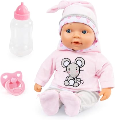 Babypop Lisa - Interactieve pop - Rollenspel met baby - Ogen bewegen en maakt geluiden - 38 cm - Roze