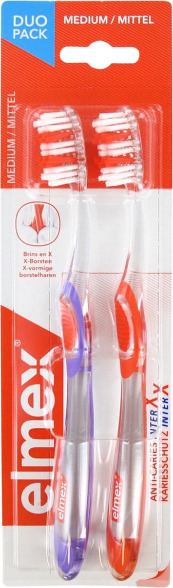 Elmex Anti-Caries InterX Tandenborstel Medium Duo Pack (Kleur : Oranje)