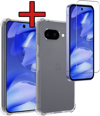 Hoesje - Met Screenprotector - Geschikt voor Google Pixel 9a - Sterk & Shockproof - Back Cover - Siliconen Case - Telefoon Hoes - Shock Proof - Telefoonhoes - Transparant