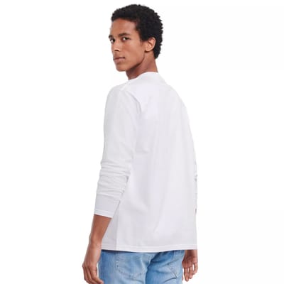Russell Unisex Klassiek Effen T-shirt met lange mouwen voor volwassenen (Wit)