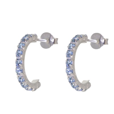 Behave – Oorbellen – 925 Sterling Zilveren Oorringen met Aqua Blauw Kristal steentjes