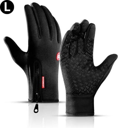 Bovista Handschoenen - Touchscreen Handschoenen - Fietshandschoenen - Winter - Heren - Wielrenhandschoenen - Zwart - Maat L