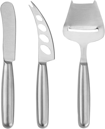 Set van 3 RVS Kaasmesjes met Snijder voor Zachte en Half-Harde Kaas, Perfect voor Kaasplank en Borrelplank