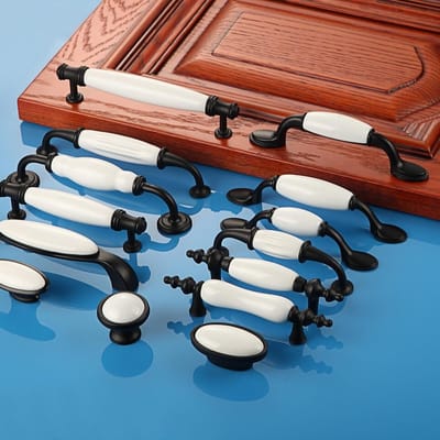 Set van 10 Retro Keramische Deurgrepen - Arch Handgrepen voor Meubels en Lades met 128mm Boorgatafstand