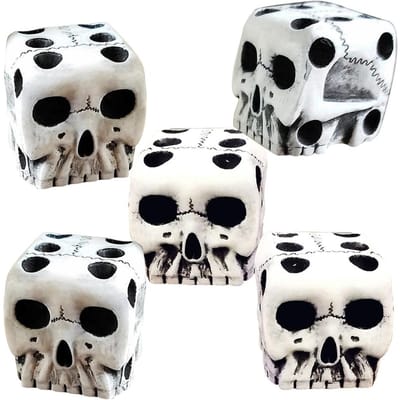 5 Pièces Halloween Dés Squelette Blanc Décoratifs Mini Visage de Squelette Dés de Jeu pour Club Pub Halloween