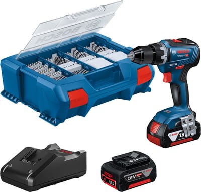 Bosch GSR 18V-55 Schroefmachine - Incl. accessoire set - Met 2x 18V accu's en lader