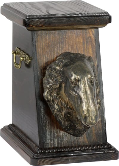 Elegante urn voor Borzoi-hondenas met beeldje ter nagedachtenis