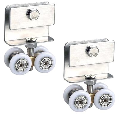 2 stuks Schuifdeurwielen Looprollen - Zilveren Katrollenset voor Douchedeuren en Glazen Schuifdeuren - Ø20 mm, Incl. Montagemateriaal