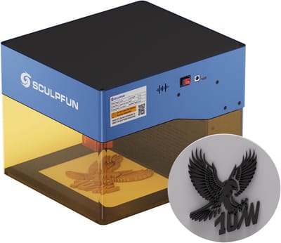 SCULPFUN iCube Pro Max 10 W Lasergraveermachine - App-graveren - Laser Graveermachine met rookfilter - 120 x 120 mm Graveerbereik - Gravesnelheid 10.000 mm/min - Temperatuuralarm - Laser Cutter - Lasergraveerder - Lasersnijmachine voor Hout