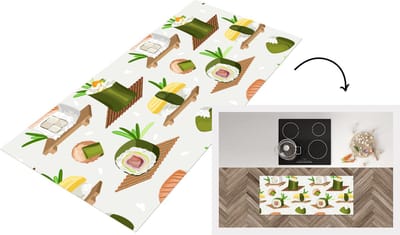 Keukenloper - Loper keuken - Sushi - Patronen - Eten - 120x50 cm - Keukenloper vinyl