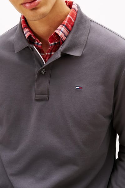 Tommy Hilfiger Slim Placket Polo Washed Black Taglia: XS | Maglie a manica lunga Outlet | Uomo | Nero