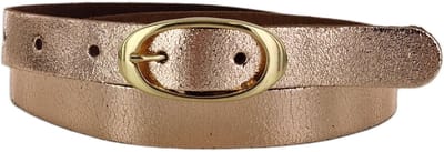 Feestelijke Dames Riem | Smalle Leren Riem | Kleur: Roze | 2,5cm breed | Riemmaat: 85cm (totale lengte: 100cm) | 100% echt leer | Nikkelvrije gouden gesp