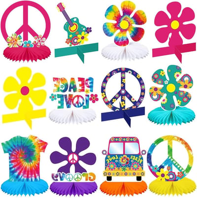 Solidchoice - 12 Stuks Hippie Party Honeycomb Decoraties voor Tafel