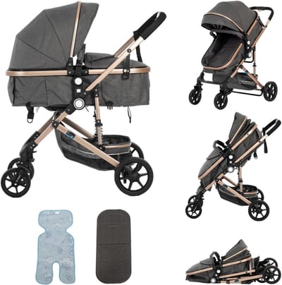 VH Supplies® Kinderwagen 3 in 1 - Buggy - Inklapbare Kinderwagen - Grijs