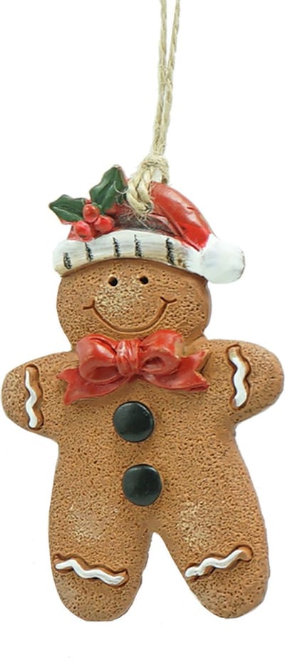 Clayre & Eef Kersthanger Gingerbread man 6x1x8 cm Bruin Polyresin