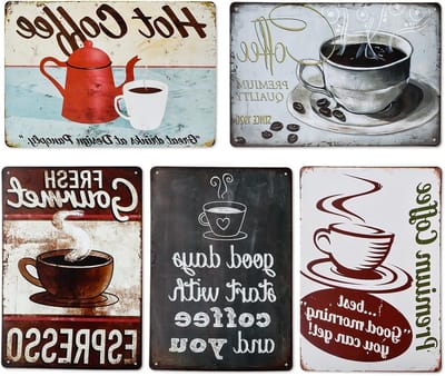 Vintage metalen tinnen schilderij voor cafédecoratie 20cm x 30cm - Retro wanddecoratie met unieke uitstraling