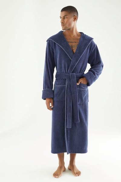 Heren Bamboe Katoen Badjas Matteo / Blauw / maat XXL