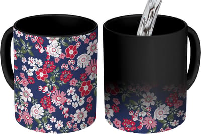 Magische Mok - Foto op Warmte Mokken - Koffiemok - Bloemen - Flora - Roze - Bloesem - Patronen - Magic Mok - Beker - 350 ML - Theemok