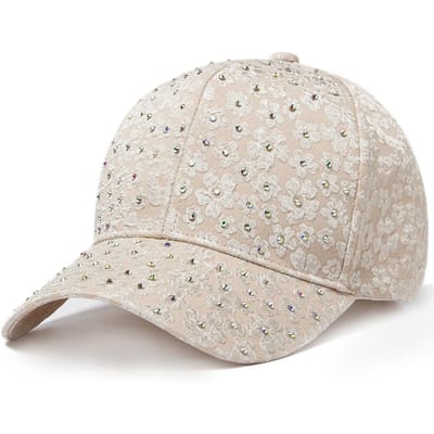 Cntang Zomer Dames Strass Honkbalpet Bloemenborduuur Petten Vrouwelijke Snapback Mode Ontwerper Zon Hoed Hip Hop Y2K Petten 54-59cm white