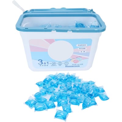 60PCS 8g Wasmiddel Reinigingskorrels Capsules Reis Wasmiddel Reinigingsbenodigdheden Blauw white