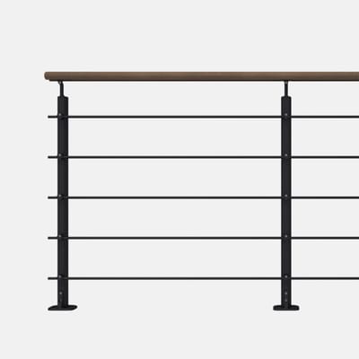Kordo - Balustrade vlakke montage - OPALU - Zwart met Kebony handgreep - 2 m