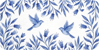 WC mat 120x60 cm - Antislip - Modern - Vogels - Delfts - Blauw - Toiletmat - Vloermat - Douchemat - Toilet tapijt - Toiletmatten