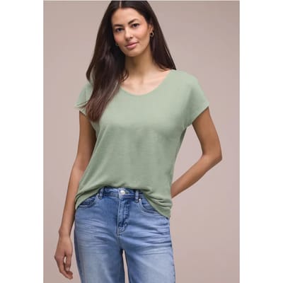 Shirt met overhangende schouders in linnenlook