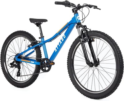 Kinder Mountainbike - Jongensfiets Meisjesfiets - Avontuurlijke Ritten - Lichtgewicht Aluminium Frame - 24 Inch Wielen - Blauw