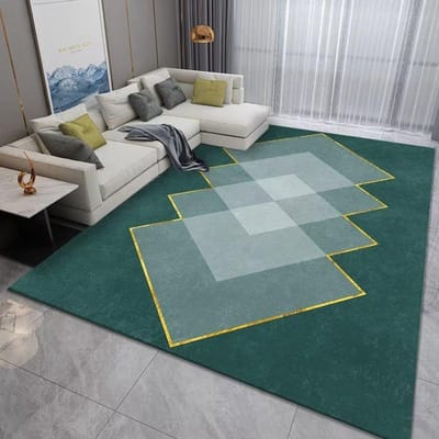 Luxe Moderne Geometrische Woonkamer Tapijten Huisdecoratie Goudgroene Kleden voor Slaapkamer Wasbare Pluizige Grote Oppervlaktemat Bedzijde 180*280cm
