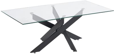 Vente-unique Salontafel van gehard glas en zwart metaal - Transparant - COSIMA