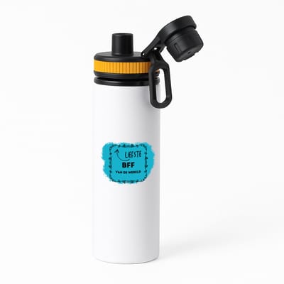 Hacebo® - liefste bff van de wereld waterfles met draaidop oranje - Vriend - de liefste beste vriend - verjaardag - cadeautje voor beste vriend - beste vriend artikelen - kado - geschenk - water fles - 850ML