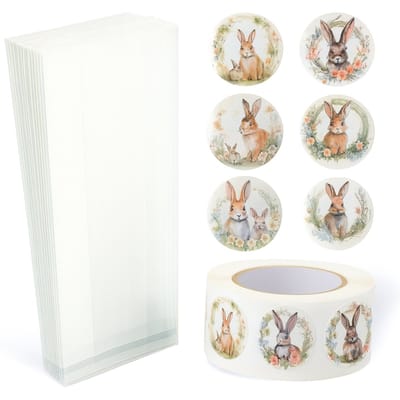 25x Uitdeelzakjes met Paas stickers | 220 x 90 mm | Traktatiezakjes | Kinderfeestje | Cellofaanzakjes | Cadeauzakjes | Snoepzakjes | Plastic Zakjes | Uitdeelzakjes kinderen | Cadeauzakjes Kinderen | Verpakkingszakjes Uitdeelcadeaus