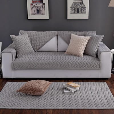 Bankhoezen voor de woonkamer Vuilafstotende bankhoes Grijze kleur Pluche kussen Meubelhoes Hoekbank Handdoek 90*90cm