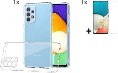 Hoesje Geschikt Voor Samsung Galaxy A53 5G Transparant Hoesje Met Glas Screenprotector - Hoesje Geschikt Voor Samsung Galaxy A53 5G case - Hoesje Geschikt Voor Samsung Galaxy A53 5G backcover - Ntech hoesje