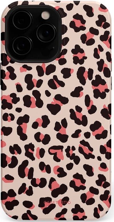 Casetastic hoesje geschikt voor Apple iPhone 13 Pro Max - MagSafe - Dubbellaagse bescherming - Tropische Panter - Fashion Case - Zand Zwart Koraal
