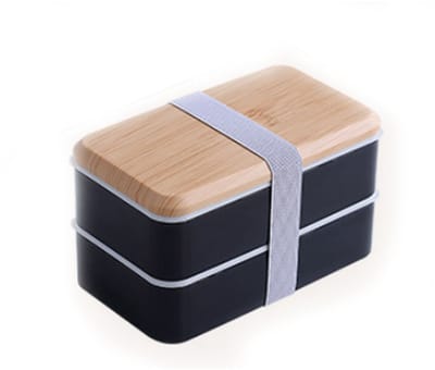EXCITAT Bento Box - Lunchbox - Dubbele laag - voor school, picknick, werk - Zwart