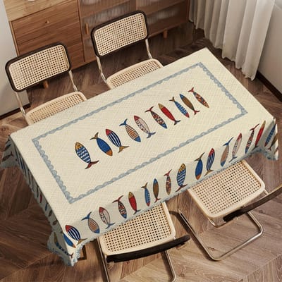 Blauwe Vis Rechthoekige Tafelkleed met Oceaan Thema voor Tafeldecoratie Zomer Zee Keuken Eettafelkleed Feest Picknick Feestdecoratie 100x160cm