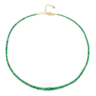 Cavill - Zilveren halsketting met Swat smaragd - 925 Sterling Zilver verguld - 29.156 ct Fancy kraal design - Elegante groene edelsteen ketting dames