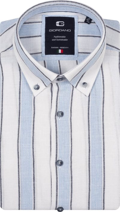 Giordano – Loretto – Heren Overhemd- Button Down kraag - Gestreept Overhemd - Navy – 617826-60