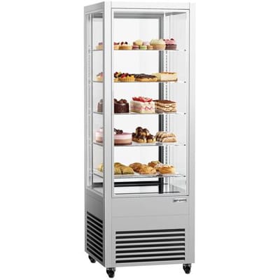 GGM Gastro Panoramavitrine - 440 Liter - 1 Glastür - 5 Ablagen - Silber Zilver