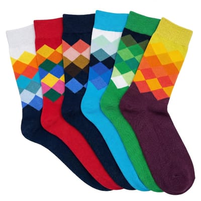 Dailygoods- Herensokken 6 stuks - Katoenmix - Kleurrijk Argyle-patroon - Comfortabele zakelijke/vrijetijdssokken - Trendy kleuren - Stijlvolle blikvanger - Sokken