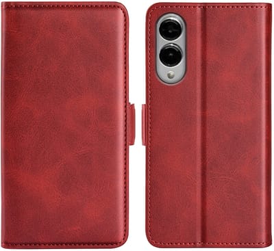MobyDefend Hoesje - Geschikt voor Samsung Galaxy S25 Edge - Luxe Wallet Book Case (Sluiting Zijkant) - Rood