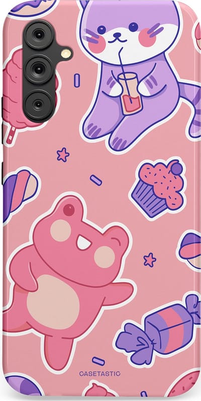 Casetastic hoesje geschikt voor Samsung Galaxy A34 (2023) 5G - Dubbellaagse bescherming - Snoepvriendjes - Fashion Case - Lichtroze Lavendel Koraal