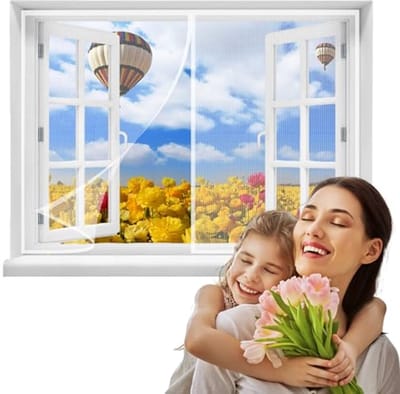 Horrengordijn Raam - Insectenwering - Insecten Buiten Houden - Magnetische Sluiting - 130x60cm - Wit