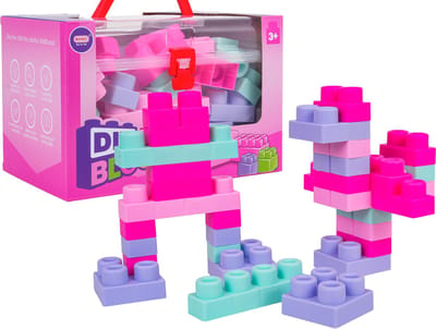 Playos® - Zachte Bouwblokken - in Koffer - 40 delig - Roze - vanaf 18 maanden - met Stickers - Bouwen - Stapelen - Sensorisch Speelgoed - Sinterklaas