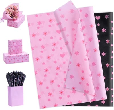 Hartvormige Bloemen Tissuepapier - 60 Vellen Vintage Margrieten voor Cadeauverpakking, Feestdecoratie en Knutselprojecten