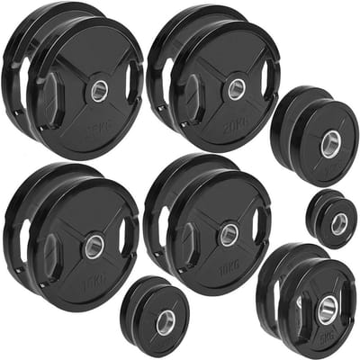 Rubberen halterschijven 50/51 mm met gripgrepen - Paar halterschijven 0.5 kg - 30 kg voor olympiek halteren